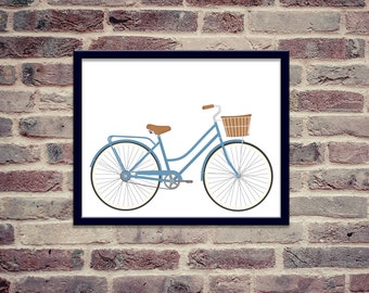 Vintage Blue Bicycle with Basket Printable Bundle 8x10