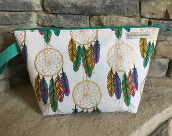 Wedge Zippered Project Bag with Strap-DREAM CATCHERS