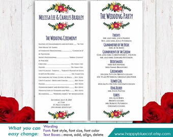DiY Printable Wedding Fan Program Template Instant Download