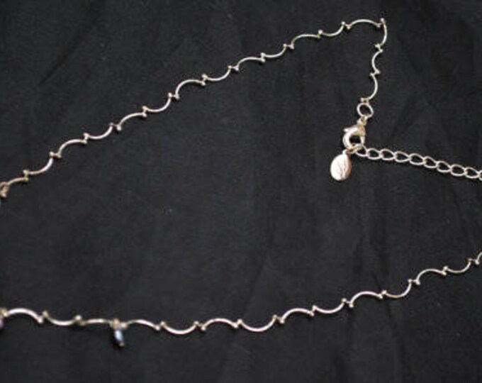 Liz Claiborne necklace - Grey fresh water Pearls - - Delicate Swirl link - signed LC