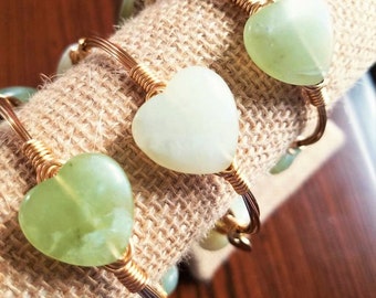 Green Jade Hearts Bangle, Bangles, Gifts for her, Bangles, heart Bracelets, Stone Bangles, Gemstone Bangles, Valentine's Day, Green Jade
