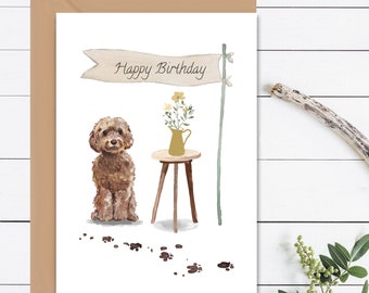 HAPPY BIRTHDAY Card, Cockapoo Birthday Card, Cockapoo Card, Dog Card, Gift For Dog Lovers, Pet Owners Gift, Cockapoo Dog Card With Envelope