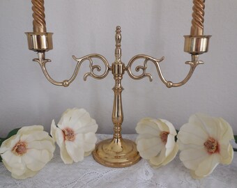 Baldwin Brass Candelabra, Vintage Solid Brass, Holds 2 Taper Candles, Made in America