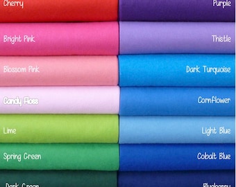 Top quality wool felt 9”x12”- wool felt sheets - PICK ANY COLORS 42 - wool blend felt squares - needle felting - craft felt - needle felting