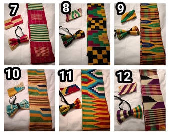 Bow tie, handkerchief and kente stole