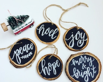 Wood Slice Chalkboard Ornaments
