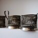 Lot of 2 pc Russian SOVIET Granenny Tea Stakan Silver plated PODSTAKANNIK Glass-Holder Soviet FILIGREE Skan metalwork