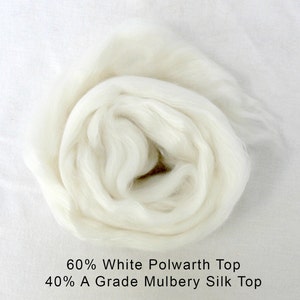 60 POLWARTH / 40 cultivated SILK – natural spinning fibers