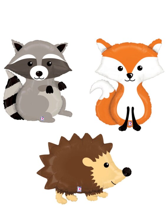 Woodland Balloons Raccoon Fox Hedgehog Woodland Party Mylar