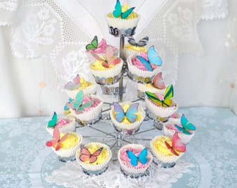 Edible Butterflies Multicoloured Wafer Rice Paper Mixed Rainbow 3D Butterfly Wedding Cake Decorations Birthday Party Cupcake Cookie Toppers