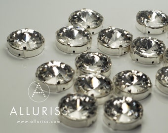 18mm Round, 6pcs Clear Crystal, Fancy Stone & Claw Setting