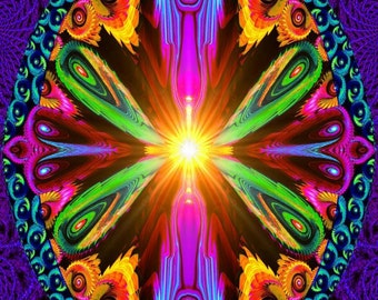 Psychedelic Energy Art, Reiki Healing, Spiritual Art Print, "Recalibration"