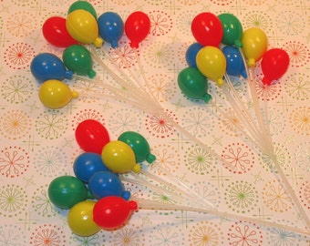 Small Primary Balloon Cupcake Picks (3)