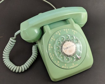 Vintage Mint Green Rotary Phone Retro 50s 60s Telephone Desk Office Prop Decoration General System
