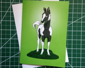 Spring Greeting Card Blank Foal Horse Clover March Greeting Cards
