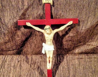 Wooden Crucifix with resin our Lord Christ, free shipping