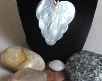 Mother-of-Pearl Hand Carved Leaf Necklace