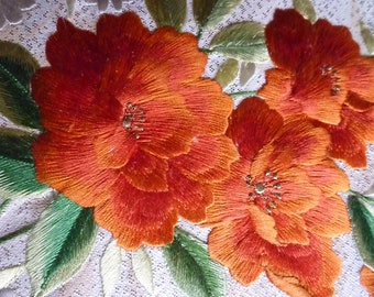 Vintage Japanese obi belt, kimono, obi sash, flower embroidery #13