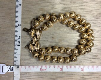 Vintage 7.5" Monet Gold Toned Beaded Bracelet Used