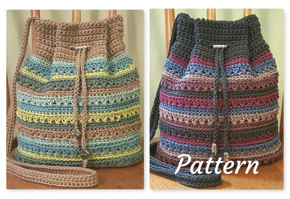 Crochet PATTERN Crisscross Drawstring Bag DIY Crossbody Bag