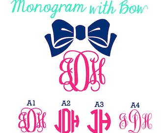 Monogram with Bow -- Many different styles & lots of colors!