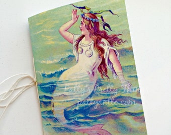 Mermaid Journal, Vacation Journal, Sea Journal, Vintage Reproduction Mermaid Journal, Vintage Journal, Birthday Journal, Travel Journal