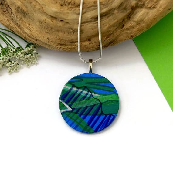 Hand Painted Jewelry Artisan Jewelry Wood Jewelry Abstract