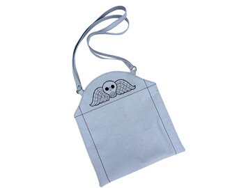 Canvas Tombstone Tote Bag, Deaths Head Bag, Tombstone Bag, Cemetery Handbag