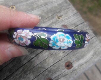 Dark Blue Cloisonne Bangle Bracelet