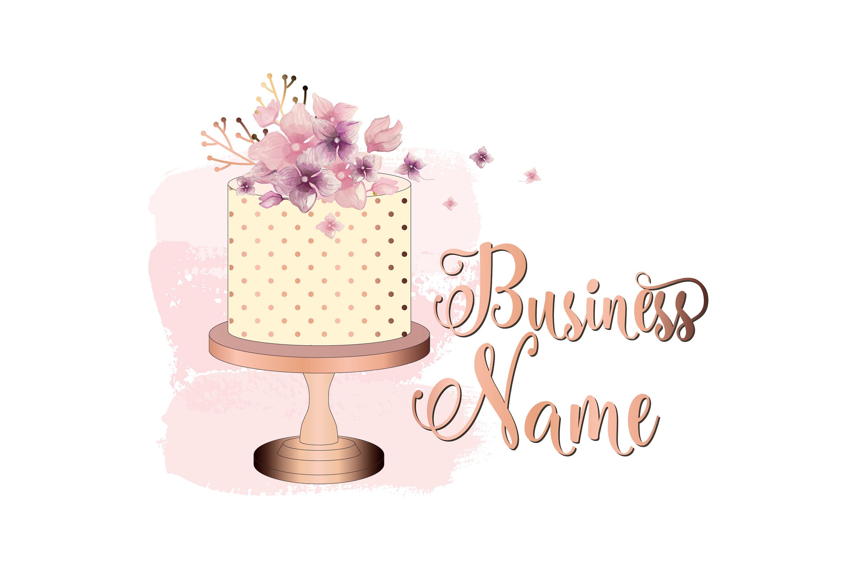 DIGITAL Custom logo design watercolor cake logo bakery logo