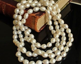 Antique Long Culutured Pearl Fabulous Necklace