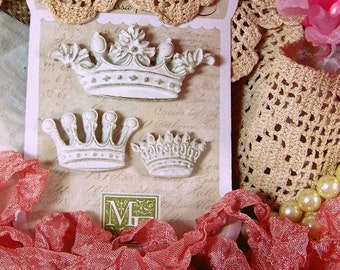 Melissa Frances Resin Crowns,Crown Sets, Shabby Style Crowns, Cottage Chic, White Crowns, Distressed Crowns, Scrapbook Crown Set, Scrapbook