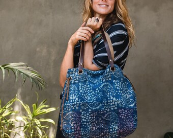 Boho Shoulder Bag, Ethnic Bag, Tribal Bag, Tote Bag, Women Bag, Bohemian Bag, Fabric Handbag With Leather
