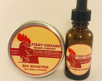 Tea Tree and Cypress Beard Balm/Beard Oil combo pack - beard conditioner - beard kit - beard grooming, beard styling gift for him