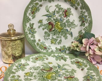 Extra Large Vintage Enoch Wedgwood Asiatic Pheasants, 'Kent' 12" Plate, Green, 2 Available