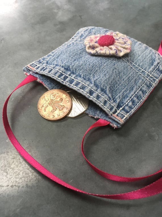 Denim Coin Purse Jeans pocket bag Little girls bag Mini