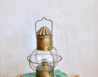Vintage brass sailors lantern nautical lantern, brass oil lamp, maritime lantern, nautical decor, vintage brass, WEDGE lantern