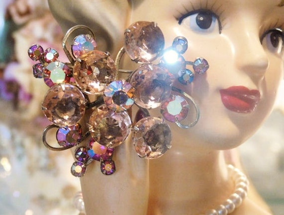 Aurora Borealis Rhinestone Brooch