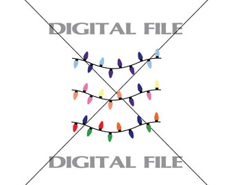 Three Christmas Light Vector Images Clipart Vinyl Decal T-shirt Digital Cutting Files ,Svg File, Ai, Eps, PNG