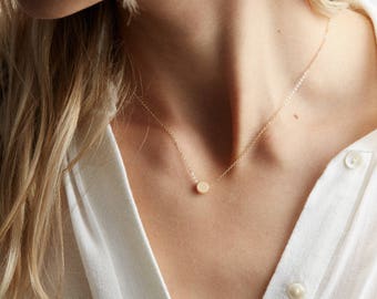 Simple Circle Necklace / Delicate Coin Necklace / The DOT Necklace with 14k Gold Filled or Sterling Silver Chain Layered And Long LN319