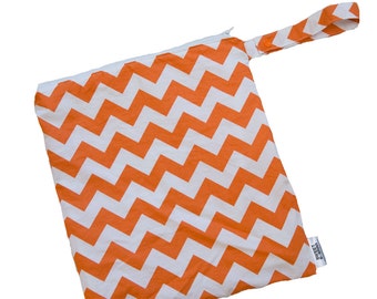 Chevron - Orange - 10x10 Sweet Bobbins Wet Bag - SEAM SEALED - Snap Strap