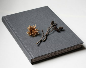 Gray hardback sketchbook, fountain pen friendly
