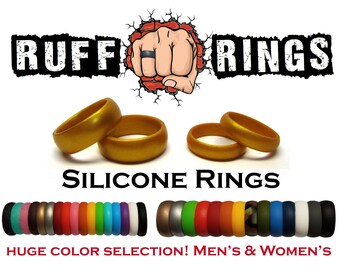 GOLD Silicone Wedding Ring Band - RUFF RINGS - Fully Customizable Silicone Rubber Rings Wedding Bands - Gym Crossfit Home and Garden