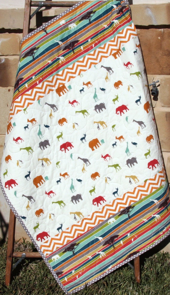 Modern Baby Quilt Gender Neutral Boy Girl Birch Organic