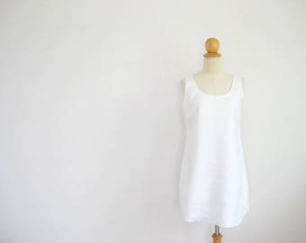 Resort Wear, White Linen Dress, Summer White Dress, Minimal Dress, Sleeveless Dress, Tank Dress, Work Dress, Casual Dress, Beach Wear