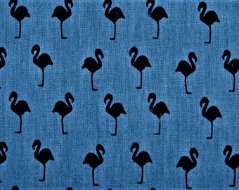 fabric jeans chambray with Flamingo design
