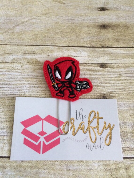 Full Body Deadpool Planner Clip/Paper Clip/Feltie Clip. Character Planner Clip