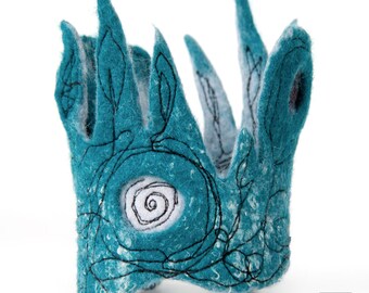Funky Wearable art Bracelet - Sculptural Textile bracelet in petrol and grey - Fiber art cuff made in Paris - Outstanding woman accessory