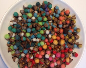 Twisted Woolly Acorn Assorted, Felted Acorns, Natural Decor