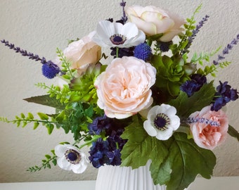 Pink Roses in White Pitcher
